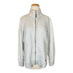 Preppy L.L.Bean Quilted Full Zip Sweatshirt Jacket Gray Fleece Lined Men XL